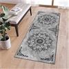 QQrunner Tappeto Passatoia Cucina antiscivolo 90x100cm Lungo Tappetino Grigio Vintage Persiano Lavabile Tappeto Runner per Corridoio Camera Salotto Ingresso, Larghezza 40-120cm