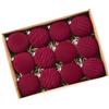 LVYXON Set di 12 decorazioni per albero di Natale, in velluto, bordeaux, 6 cm, 8 cm, decorazioni per le vacanze, per ghirlande e vetrine festive, in rosso vino, verde scuro, celeste (C)