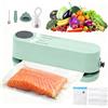Nukdey Macchina Sottovuoto Alimenti, Sigillatore Sottovuoto Macchina Compatto Automatica per Alimenti Secchi che Umidi, con 10 Sacchetti Sottovuoto