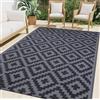 smiry Tappeto da giardino impermeabile, resistente ai raggi UV, reversibile, in plastica, per balcone, campeggio, picnic, cortile, 150 x 240 cm, nero e grigio