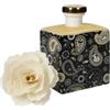 Brandani 52890 DIFFUSORE DI FRAGRANZA SHANTI NERO PORCELLANA, cm 8x6,5x11h, 250 ml, Dotato di elegante fiore diffusore in legno e tappo oro ermetico