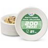 G.M. DISTRIBUZIONE 200 Piatti Fondi Ciotola 21 cm Bianchi in Polpa di Cellulosa, Compostabili e Biodegradabili, Adatti al Microonde, per Zuppe Pasta Riso Catering