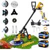 reffmov Decespugliatore a Batteria, 30CM Tagliaerba a Batteria con 2 Batterie da 3.0AH,Tagliaerba Elettrico con Ruota,Motore Senza Spazzole 800W,4 Tipi di Lamelle per Taglio Di Giardini, Prati,Arbusti