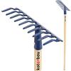 KOTARBAU® Rastrello per Foglie - Rastrello Giardino - Acciaio - 26 cm - Blu Scuro - 10 Denti - con Manico in Legno 135 cm - per Erba