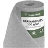 HaGa® Tessuto non tessuto per drenaggio, 100 g/m², larghezza 10 m x 1,5 m, per giardinaggio e paesaggio, multifunzione, permeabile all'acqua, resistente alle erbacce, protezione dai raggi UV, grigio