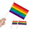 Anley Bandiera arcobaleno Gay Pride Stick, ANLEY 5 x 8 pollici (12 X 20 cm) Mini bandiera portatile con asta solida bianca da 12 (30 cm) - Colore vivido e resistente allo sbiadimento - LGBT Bandiere