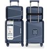 4FLY Valigetta rigida leggera da viaggio e set di valigie: trolley con serratura TSA, ruote doppie, manico telescopico in alluminio e doppia cerniera, beauty case, bagaglio a mano e bagaglio da lavoro