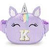 YOOLIFE Regalo di compleanno per ragazze e bambini, marsupio con iniziale, borsa a tracolla, Viola, K, K