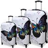 Valigeria.shop ORMI Set di 3 Valigie Trolley Uomo Donna Capiente Leggero Rigido in Policarbonato con 4 Ruote Tasche Bagaglio a Mano 55x40x25 da Cabina Piccolo S Medio M Grande L da Stiva con Disegni