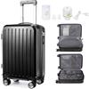 WEPOET Valigia Trolley Sottovuoto Bagaglio a Mano, Viaggio Valigia Sottovuoto con Pompa, Rigida Bagaglio Sistema di Compressione a Vuoto e 4 Ruote Rotanti, Carry On Luggage(Nero)