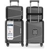 4FLY Valigetta rigida leggera da viaggio e set di valigie: trolley con serratura TSA, ruote doppie, manico telescopico in alluminio e doppia cerniera, beauty case, bagaglio a mano e bagaglio da lavoro