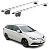 OMAC Barre Portatutto Alluminio TÜV geprüft per Toyota Auris II Station Wagon 2012-2018 - per Rail Tetto Integrati - T Nut - Max 100 kg - 2 Schlösser Argento