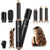 Journeyside Spazzola ad Aria Calda 5 in 1, 1000W Spazzola Asciugacapelli, Multiplo Hair Air Styler Set con 3 Temperature, Spazzola Modellante Ad Aria Per Capelli Ricci, Volumizzante, Lisciante, Asciugare