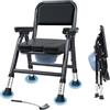 LMLJINTL Sedia Comoda WC per Anziani | Sedia WC per Anziani Pieghevole e Regolabile in Altezza a 5 Livelli, Comoda per Anziani Portatile, Sedia da Toilette per Disabili, Carico Massimo 200 kg