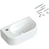 AQUABATOS Lavabo in ceramica, piccolo lavabo a mano, bianco, ovale, 40 x 21 cm, per bagno, ospiti, WC, foro per rubinetto sinistro, con viti a bastone, senza troppopieno, senza rubinetto, senza valvola di