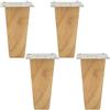 ZHUOZ1T 4Pz Piedini per mobili in Legno massello di Quercia,Gamba per Divani TV Scrivania,Piedini per Divani a Piramide Quadrata,Piede per Mobili da Cucina,Gamba di Ricambio per Poltrona,Colore Legno(15cm)