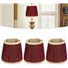 BestAlice 3 Pezzi Paralume Piccolo, Paralume in Tessuto Paralume per Lampadario, Paralume E14 in Tessuto Rosso Vino Moderno Clip su Paralume per Lampade da Tavolo a Candela da Parete di Casa