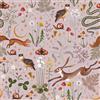 VEELIKE Carta da Parati Foglie Giungla Pellicola Adesiva Fantasia Tropicali Funghi Coniglio Carta Adesiva Fiori Rosa Carta da Parati Adesiva Muro Floreale v Uccellini Camera da Letto 44.5cm×300cm
