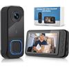 Eirolace Campanello video wireless con schermo IPS 4.5 - Fotocamera grandangolare 120°, audio 2 vie, visione notturna IR, memoria locale 128GB, accoppiamento 1 pulsante, IP65 per casa