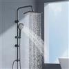 Zamery Rubinetto doccia completo doccia a pioggia con doccia a pioggia soffione doccia e doccetta completa per bagno doccetta con 3 tipi di getto sistema doccia senza rubinetto, nero