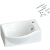 AQUABATOS Lavabo in ceramica, piccolo lavabo a mano, bianco, rettangolare, ovale, 40 x 28 cm, per bagno, ospiti, WC, foro per rubinetto destro, troppopieno, viti prigioniere, senza rubinetto, senza valvola di