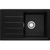 PRIMAGRAN Lavello da Cucina Nero 70x44cm, Lavandino in Granito a 1 vasca + Sifone Classico, Lavabo da Cucina Incasso al Mobile 45cm - Copenhagen Easy S035