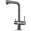 Ari VENOM Pull-Out - Rubinetto da cucina a 3 vie, con doccetta estraibile, tubo separato per acqua potabile filtrata, beccuccio girevole a 360°, 2 tipi di getto, cartuccia in ceramica, corpo in ottone