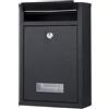 Bakaji Cassetta Postale da Parete in Acciaio Inox Buca Lettere per Posta da Esterno con Chiusura a Chiave (Nero)