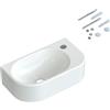 AQUABATOS Lavabo in ceramica, piccolo lavabo a mano, bianco, ovale, 40 x 21 cm, per bagno, ospiti, WC, foro per rubinetto destro, con viti a bastone, senza troppopieno, senza rubinetto, senza valvola di scarico