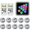 Hojalis 10 Pezzi Luci da tè a LED Subacquee, Mini RGB Sommergibile Luce LED con Telecomando, Luce LED RGBImpermeabile, Luci Subacquee Senza Fiamma per Stagno, Vasca da Bagno, Acquario, Decorazione