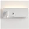 LOGT Lampada da per Interni a LED con Interruttore Luce da Lettura per Camera da Letto Bianca con Connettori USB e Caricatore Wireless Ruotabile a 360° Applique Retroilluminata a 3 Colori per Camera