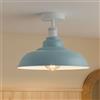 DC VOLTAGE Vintage E27 Stile retrò Semi Flush Mount Plafoniera rustica in metallo paralume curvo Adatta per cucina, soggiorno, corridoio, ingresso, camera da letto, caffè, bar e ristorante (Azzurro)