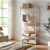 [en.casa] Organizzatore Guardaroba Stand Porta Abiti con Barra Appendiabiti e Ripiani Mobile Porta Vestiti per Cabina Armadio 180x80x40 cm Bianco/Effetto Rovere