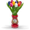 MomoMoments Tulipani in Legno - 9 Tulipani Artificiali in Vaso, Decorazione Retro Rosso Olanda, 21 cm, Multicolore - Regalo