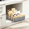 EOJDDPA Cassetto estraibile per cucina, 1 pezzo, sistema di cassetti Telescop con estrazione, senza foratura, fino a 25 kg, organizer per cassetti per armadi profondi, grigio, 39,5 x 23,5 x 11 cm