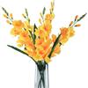 Obelunrp Gladiolo Fiori Artificiali 5 Pezzi 25, 6 Gladiolo Lungo Realistico con 3 Boccioli e 7 Fiori Verde Finto Decorativo a Bassa Manutenzione per Matrimonio in Casa, Giallo, Decorazione del giardino