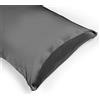 OFFTOPIC Federa 100% Seta Anticrespo e Antirughe, Federe in Seta 22 Momme Certificata OekoTex Antibatterica, Fodere Cuscini Letto Idea Regalo Perfetta, Chiusura Senza Zip 50x75 Carbon