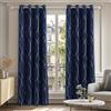 Deconovo Set di 2 tende per soggiorno oscuranti, isolanti termici, anti freddo, con occhielli, stampate, linee e punti, argento, per cucina, 140 x 245 cm, colore: Blu marino