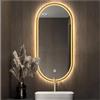 oeLucrv Specchio da Bagno Ovale LED con 3 Luci Regolabili, Illuminazione Anteriore e Posteriore, Specchio Intelligente a Parete, Cornice in Lega di Alluminio (Colore: Oro, Dimensioni: 50x70cm)
