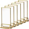 TopHomer 6 supporti da tavolo in acrilico trasparente con cornici dorate, 42 x 127 x 180 mm, cornici per menù da tavolo, per numeri da tavolo per matrimoni, cartelli per ristoranti, foto
