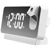 LumoCheefy Sveglia digitale a proiezione con temperatura, alimentazione USB, display a soffitto girevole a 180°, funzione snooze, nero/bianco, per scrivania della camera da letto (bianco)