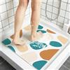 BLESWIN Tappeto Doccia Antiscivolo Quadrato 60x60 cm PVC Luffa, Tappetino Doccia Drenaggio Rapido, Tappeto Bagno Antiscivolo Zone Umide, Antimuffa, Asciugatura Veloce, Pietra color cachi