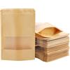 TopHomer 100 sacchetti di carta riutilizzabili con chiusura ermetica, 10 x 15 x 3 cm, sacchetti in carta kraft con finestra, marroni, riutilizzabili, bustine in Mylar termosaldabili per la conservazione degli