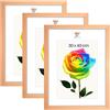 MG Design Set da 3 cornici portafoto 30 x 40 cm - Cornici in legno Naturale con vetri acrilici infrangibili, verticale e orizzontale, da appendere e da appoggiare