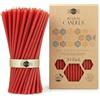 Danilovo Candele in cera d'api 50 pezzi (Rosso) - Candele ortodosse preghiera, rituali, decorazione tavola - Senza fuliggine, senza gocce, stoppino cotone (Altezza 16,5 cm)