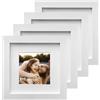 Eulihent Set di 4 Cornici Foto 15x15 cm Cornice Portafoto Quadrata in Legno MDF con Vetro Acrilico Passepartout per Montaggio a Parete o Tavolo (Bianco)