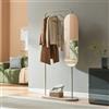 [en.casa] Appendiabiti Autoportante con Specchio Ovale Girevole Stand Attaccapanni con Barra Porta Abiti Cappotti per Ingresso Camera da Letto Guardaroba 167 x 80 x 35 cm - Avena Oatmeal