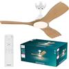 Philips Olas ventilatore a soffitto con illuminazione LED, 3 pale, 107 cm di diametro, 2650 lumen, luce bianca tunabel da 3000 K a 6500 K, intensità regolabile al 5%, telecomando incluso, bianco/legno