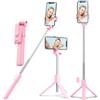XIHAMA Bastone per selfie con treppiede, supporto per telefono portatile e telecomando senza fili, compatibile con iPhone, Samsung, Xiaomi e smartphone Android (rosa)