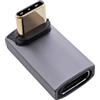 InLine Adattatore USB4, da USB-C maschio a USB-C femmina, ad angolo alto/basso, velocità dati 40 Gb/s, 240 W Power Delivery, video 8K@60Hz, alloggiamento in alluminio, grigio, 35900I